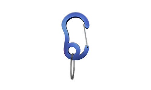 Blåt snap hook karabinhage med lille splitring, holdbar, 13x22mm, til at sikre hundetegn eller tilbehør på halsbånd.