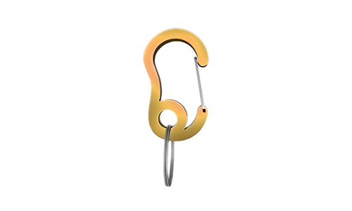 Gult snap-hagekrog karabinhage med lille splitring, holdbar, 13x22mm, til fastgørelse af hundetegn eller tilbehør.