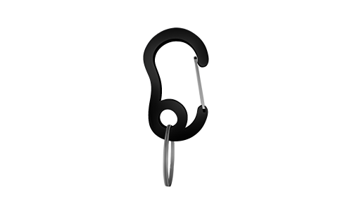 Sort snap hook karabinhage med lille splitring, holdbar, 13x22mm, til at sikre hundetegn eller tilbehør til halsbånd.