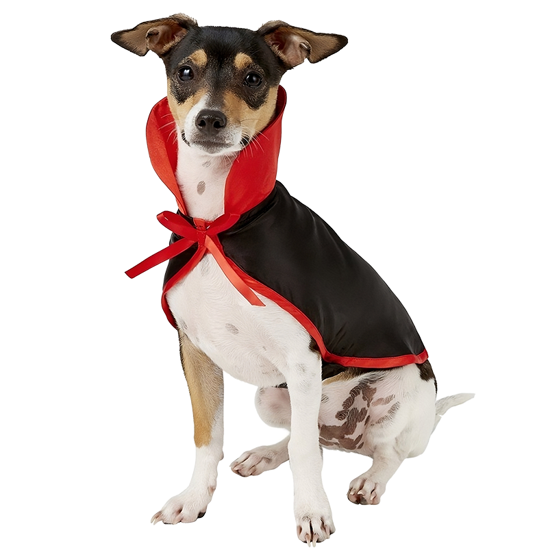 Vampyr-Hundekostume til Halloween Hund vampyrkostume i sort og rød med høj krave og butterfly, 2-i-1 sæt, letvægts, holdbart og justerbart.