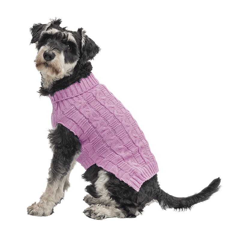 Varm Sweater i Bomuld til Hunde Lyserød varm bomuldstrøje til hunde med kabelstrikket mønster, ekstra beskyttelse, holder hunde varme i koldt vejr.