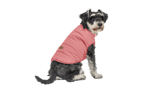 Lyserød vindtæt hunde vintervest, komfortabel pasform, designet til varme og beskyttelse mod koldt vejr.