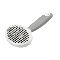 Selvrensende nålebørste til hunde og katte med fine metalnåle og ergonomisk håndtag til at fjerne løs pels og filtre.