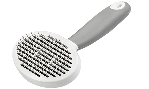 Selvrensende hundebørste med stifter Selvrensende nålebørste til hunde og katte med fine metalnåle og ergonomisk håndtag til at fjerne løs pels og filtre.