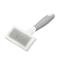 Selvrensende børste til hunde og katte med fine metalbørster og ergonomisk håndtag til at fjerne filtre.