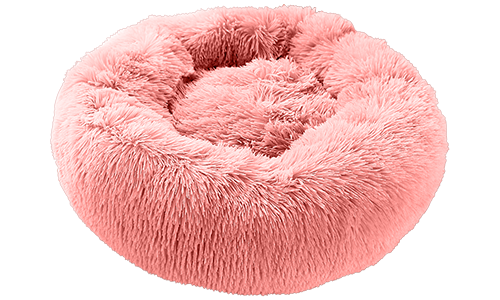 Luksus blød hundeseng Luksuriøs rund hundeseng i pink, lavet af blødt materiale i høj kvalitet, for eksklusiv komfort og elegant design.