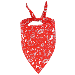 Rød hundebandana med hvide hjerter og kyssemønstre, perfekt til Valentinsdag, maskin- og håndvaskbar.