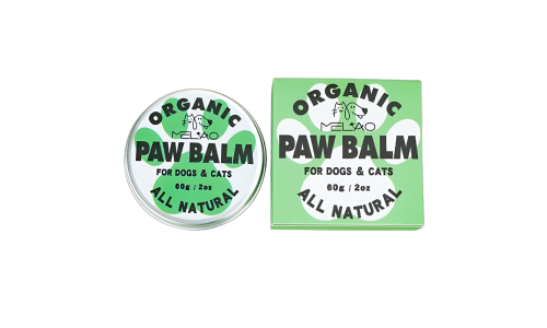 Grøn og hvid dåse med økologisk, naturlig potecreme til hunde og katte, 60 g, beroliger og beskytter potepuder.