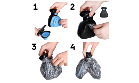 Bærbar Hømhøm-skovl med Clip on-system - nem rengøring - Omfatter miljøvenlige poser