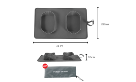 Sammenfoldelig Hundeskål til Rejsen - 1200 ml dobbelt foldbar fodermåtte