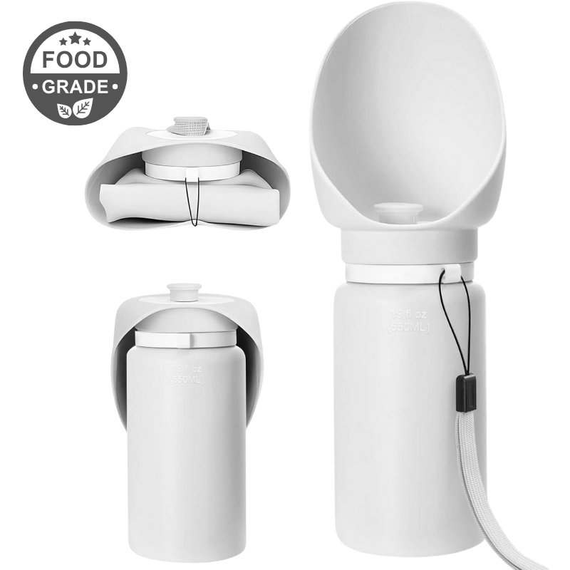Foldbar Vandflaske til hunde 550 ml - Rejsevandskål til Kæledyr i Fødevaregodkendt Silikone